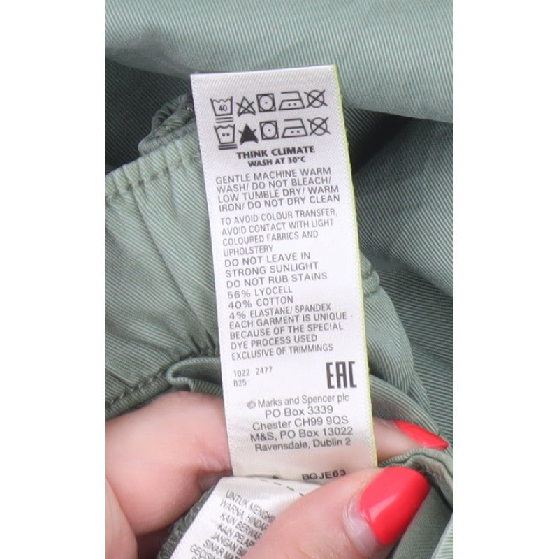 Marks & Spencer Women Green Size 16 Cargo Tapered Trousers