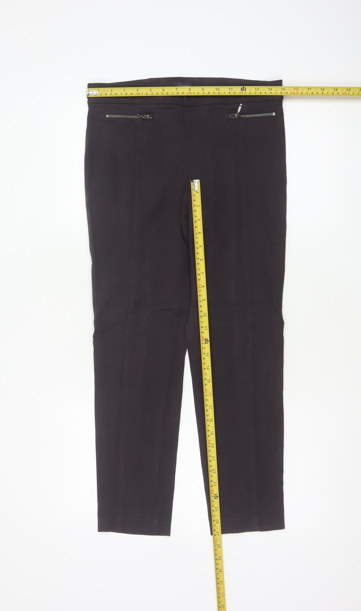 Marks and Spencer Women Brown UK 10 Short Straight Tailored Trousers