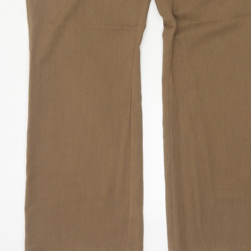 Next Women Brown Size 16R Straight Tailored Work Trousers Pockets