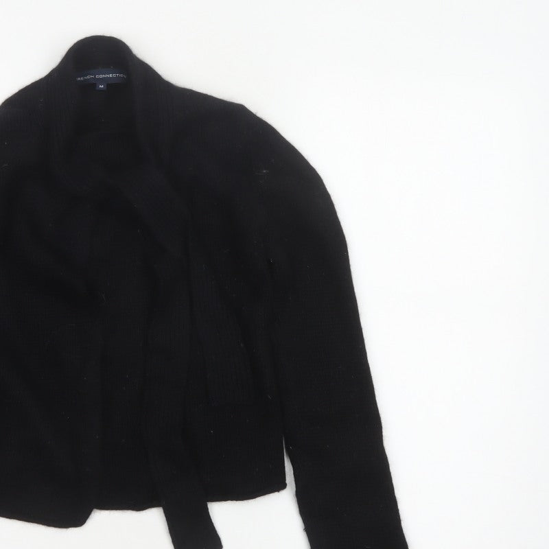 Bench Connection Women Black M Lambswool Blend Wrap Cardigan Long Sleeve