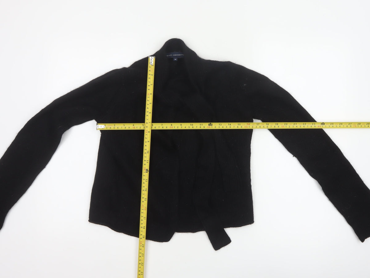 Bench Connection Women Black M Lambswool Blend Wrap Cardigan Long Sleeve