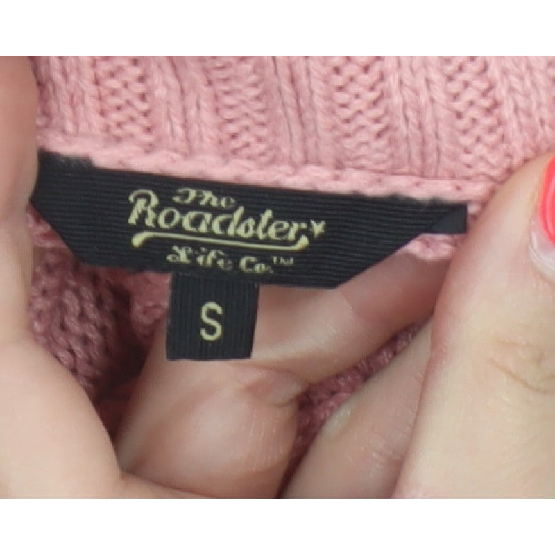 Roadster Women Pink S Cable-Knit Roll Neck Acrylic Jumper