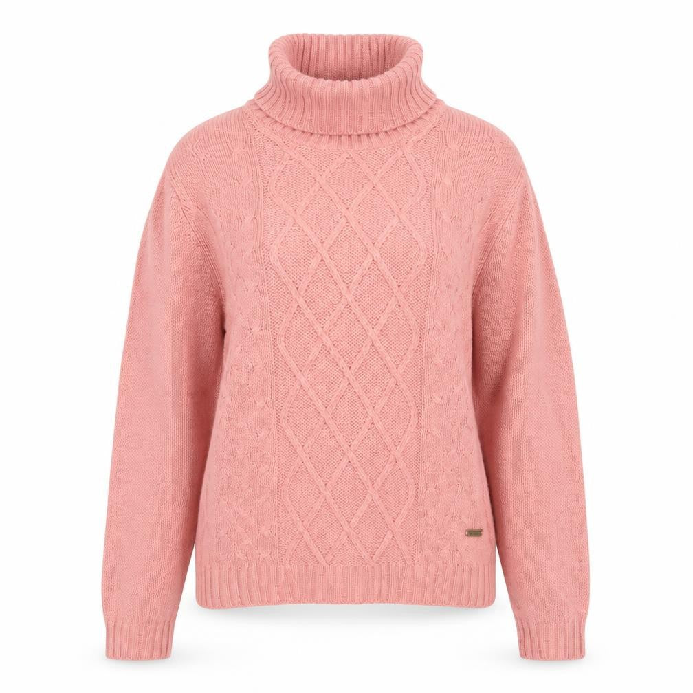 Roadster Women Pink S Cable-Knit Roll Neck Acrylic Jumper