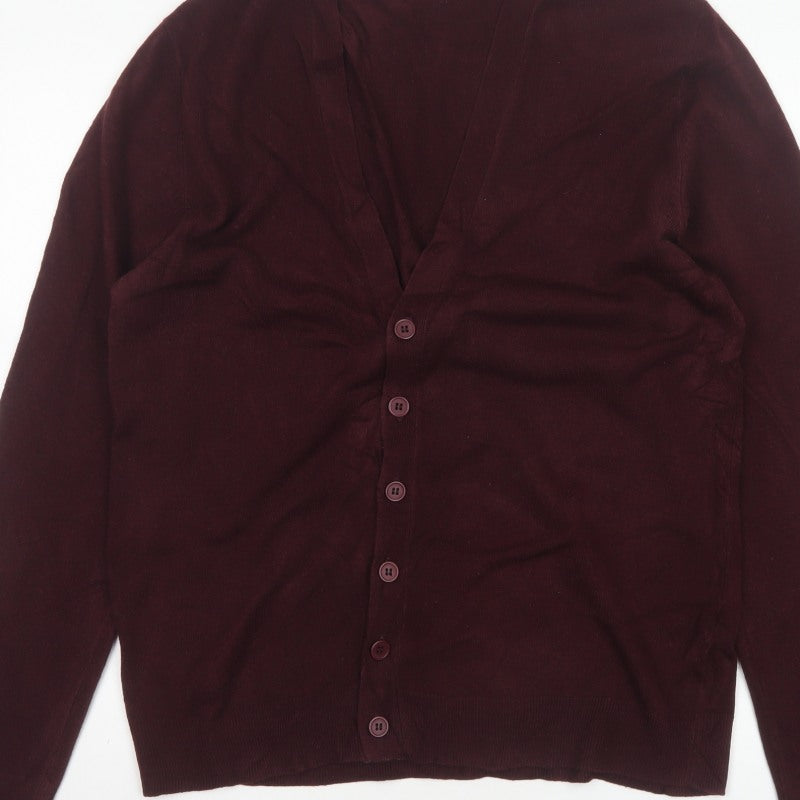 Marks and Spencer Blue Harbour Men Brown L V-Neck Button Cardigan
