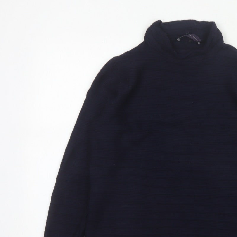 Marks and Spencer Women Blue Size 14 Cowl Neck Knit Jumper
