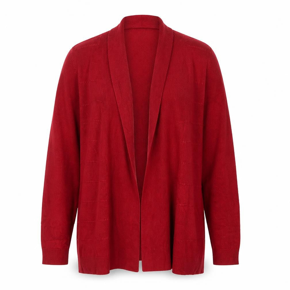 Maine New England Women’s Red Open Cardigan Size 14 Long Sleeve Knit