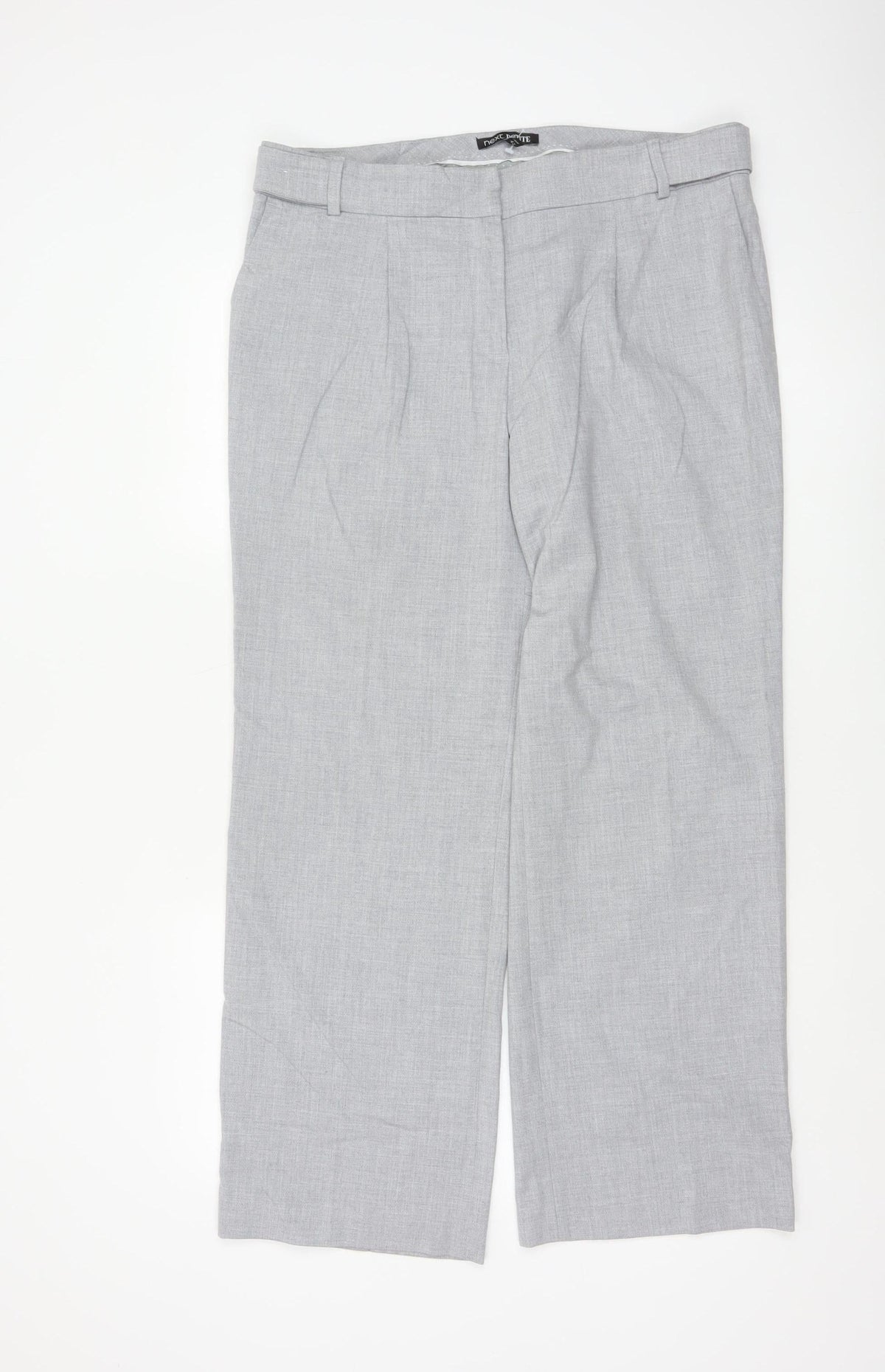 Next Women Grey Size 14 Petite Tailored Straight Leg Dress Trousers