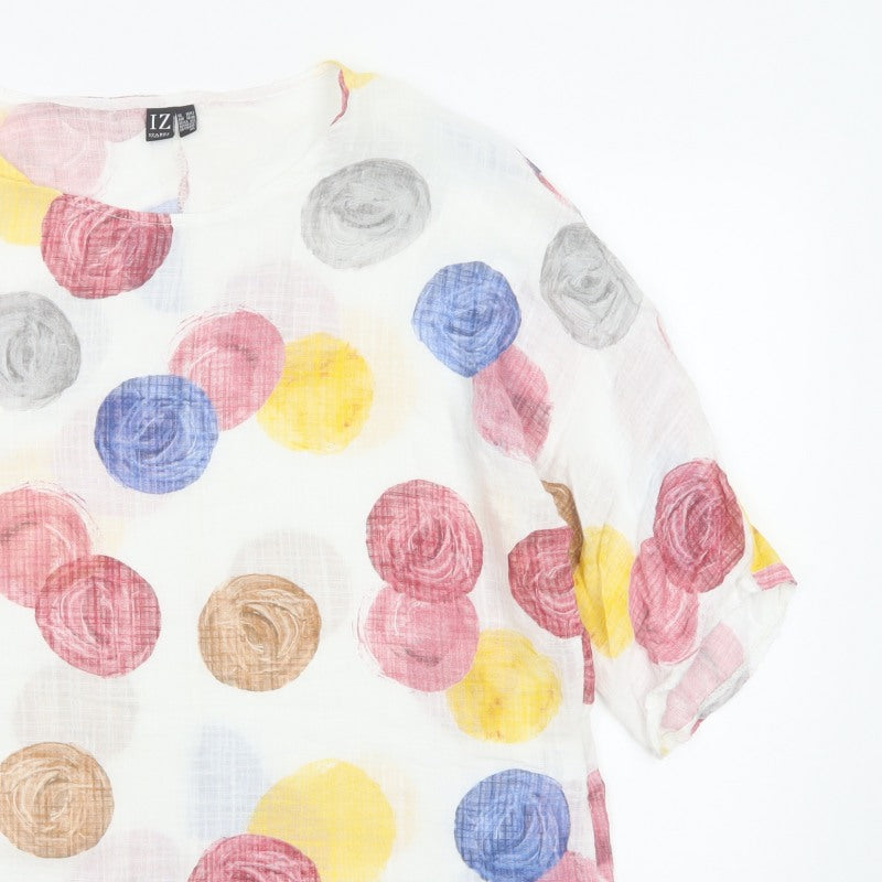 Izabel London Women Multicoloured UK 10 Floral Cotton Blend Tunic Blouse
