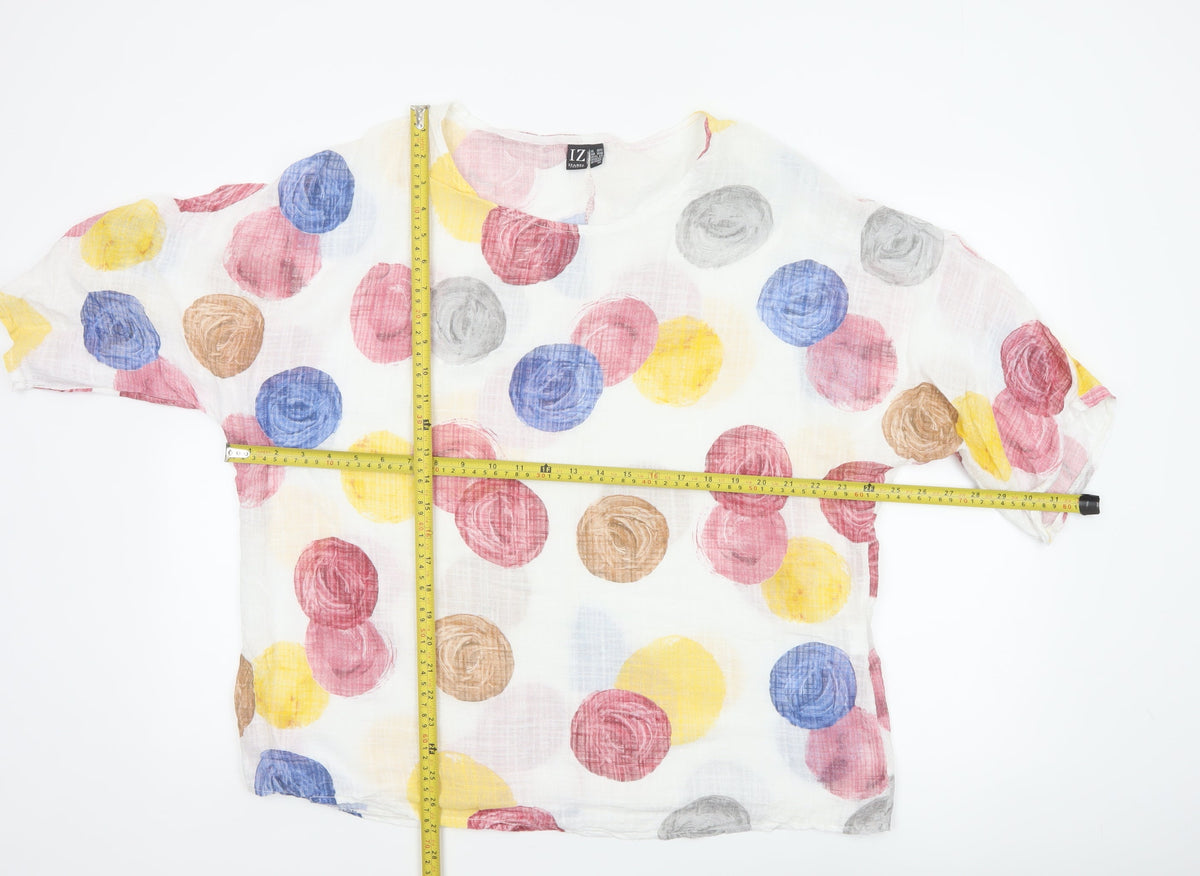Izabel London Women Multicoloured UK 10 Floral Cotton Blend Tunic Blouse