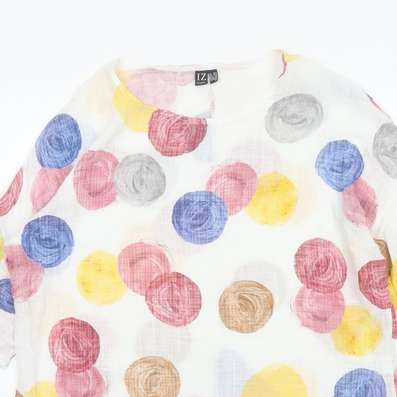 Izabel London Women Multicoloured UK 10 Floral Cotton Blend Tunic Blouse