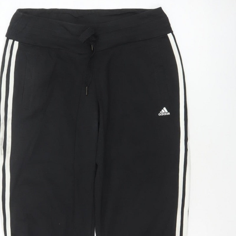 Adidas Women Black UK 8 Capri Jogger Track Pants Climalite Cotton