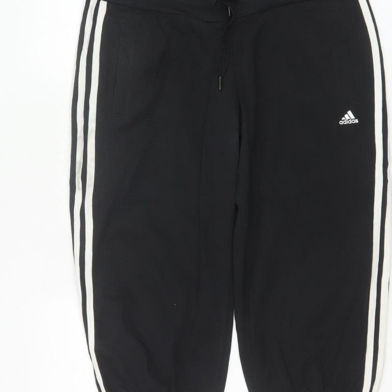 Adidas Women Black UK 8 Capri Jogger Track Pants Climalite Cotton