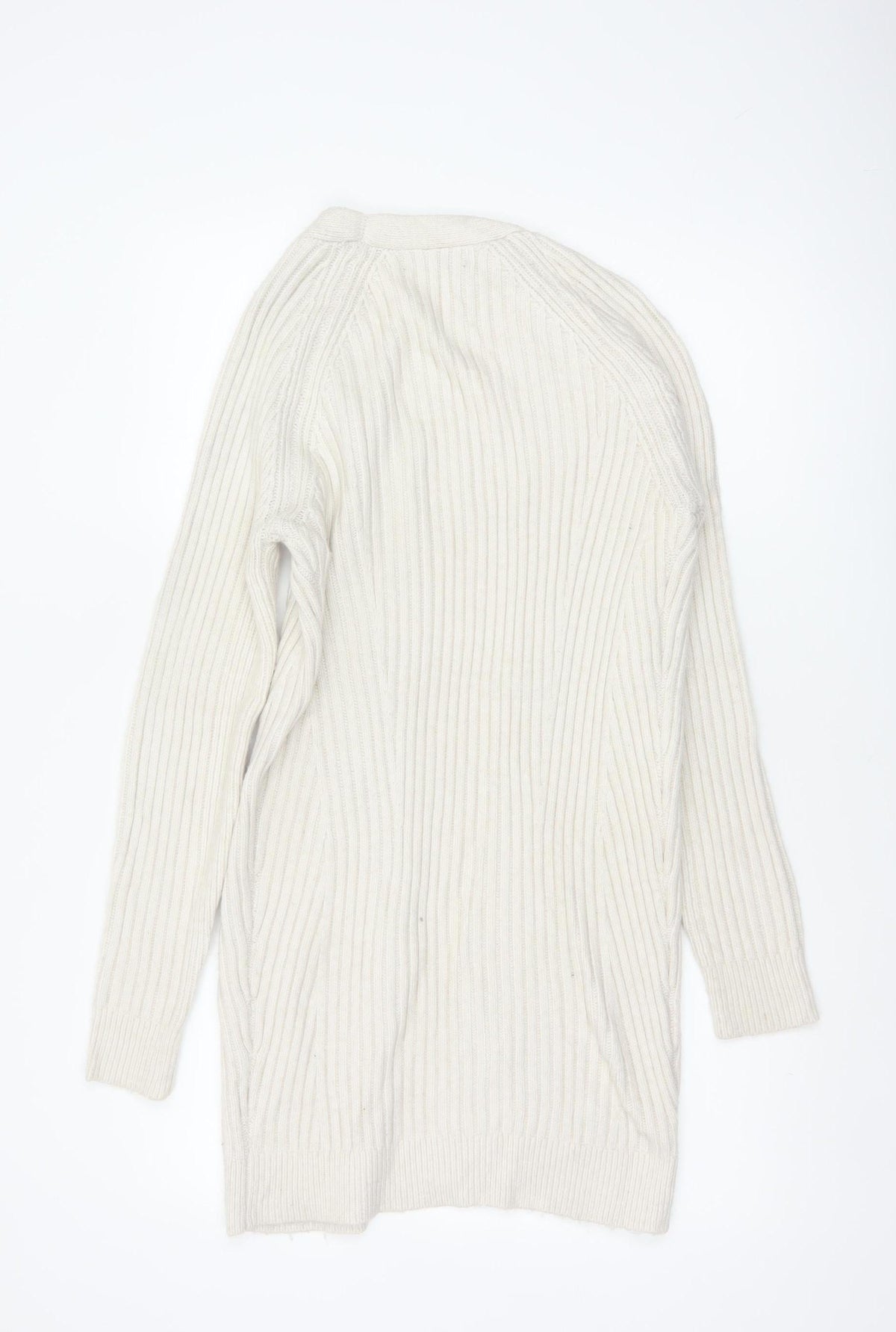 Marks and Spencer Women Ivory XS Cable-Knit V-Neck Long Sleeve Jumper