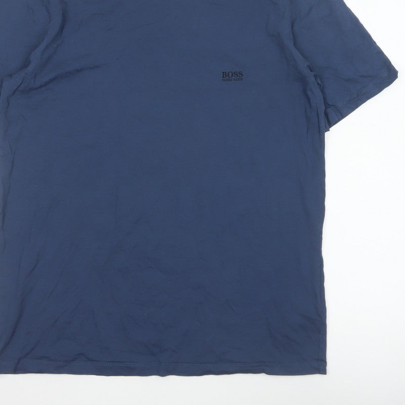 Hugo Boss Men’s Blue XL Logo Crew Neck Short Sleeve Cotton T-Shirt