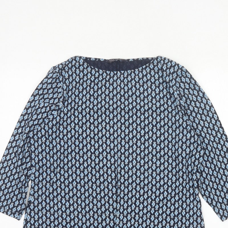 Marks & Spencer Women Blue Paisley 3/4 Sleeve Blouse UK 20
