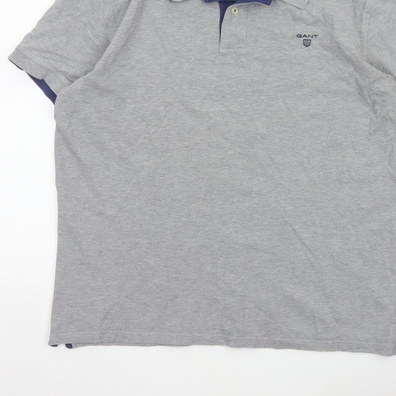 GANT Men’s Grey XL Short Sleeve Cotton Stretch Logo Polo Shirt