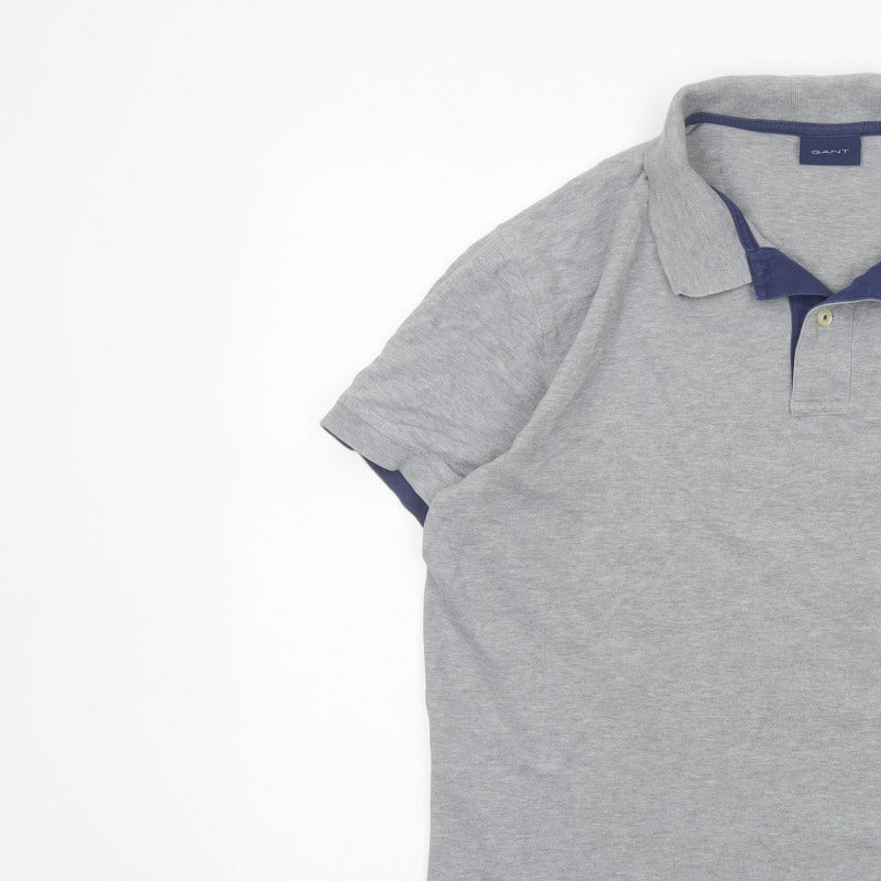 GANT Men’s Grey XL Short Sleeve Cotton Stretch Logo Polo Shirt