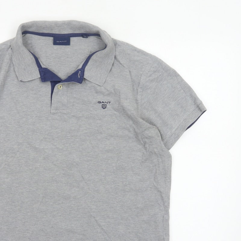 GANT Men’s Grey XL Short Sleeve Cotton Stretch Logo Polo Shirt