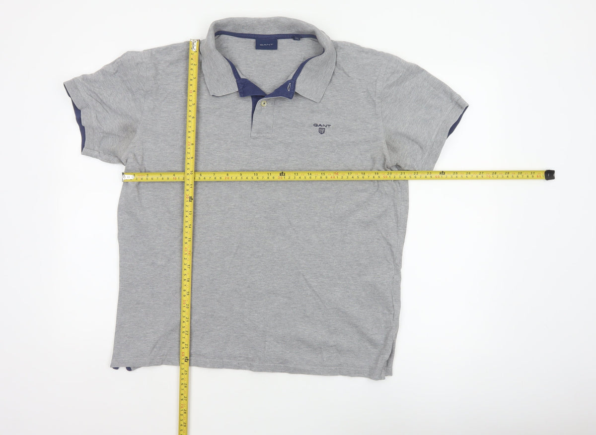 GANT Men’s Grey XL Short Sleeve Cotton Stretch Logo Polo Shirt