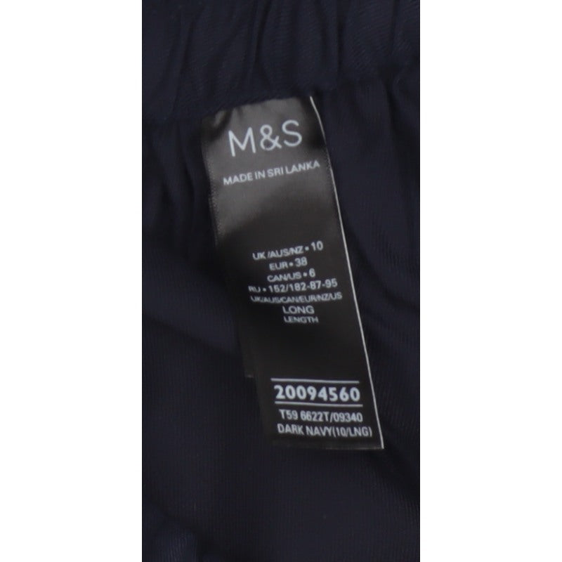 M&S Women’s Navy Blue UK 10 Long Paperbag Wide Leg Lyocell Trousers