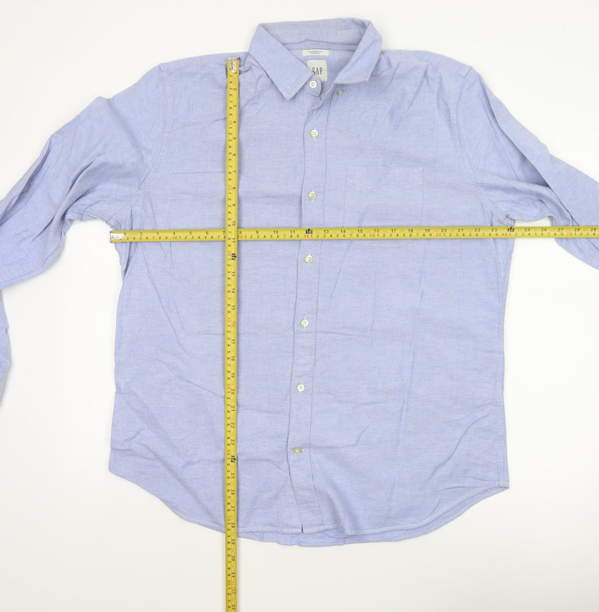 GAP Men’s Blue L Standard Fit Stretch Button-Down Oxford Shirt