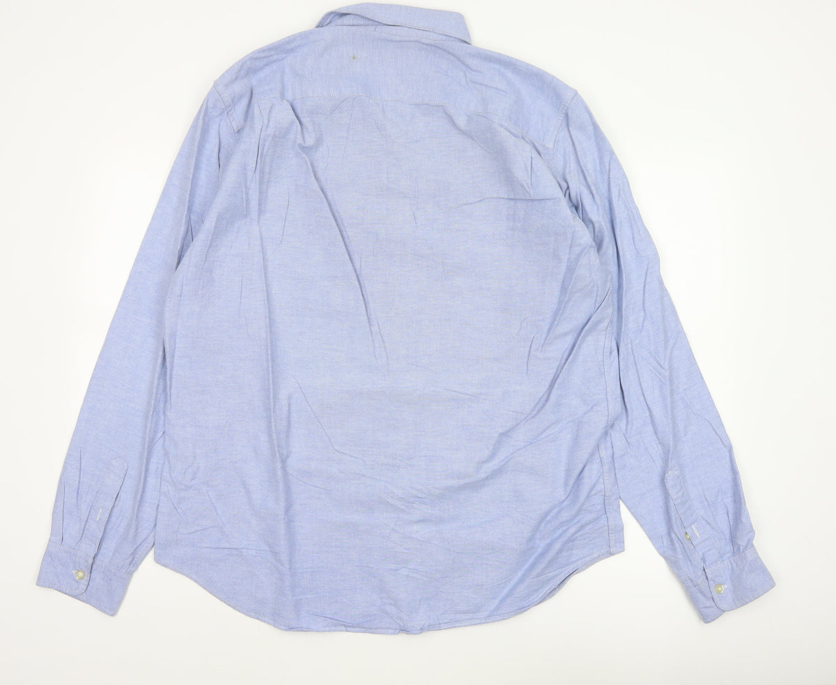 GAP Men’s Blue L Standard Fit Stretch Button-Down Oxford Shirt