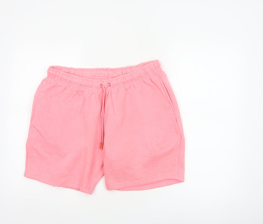 Light & Shade Women’s Pink L Sweat Shorts Drawstring Cotton Blend