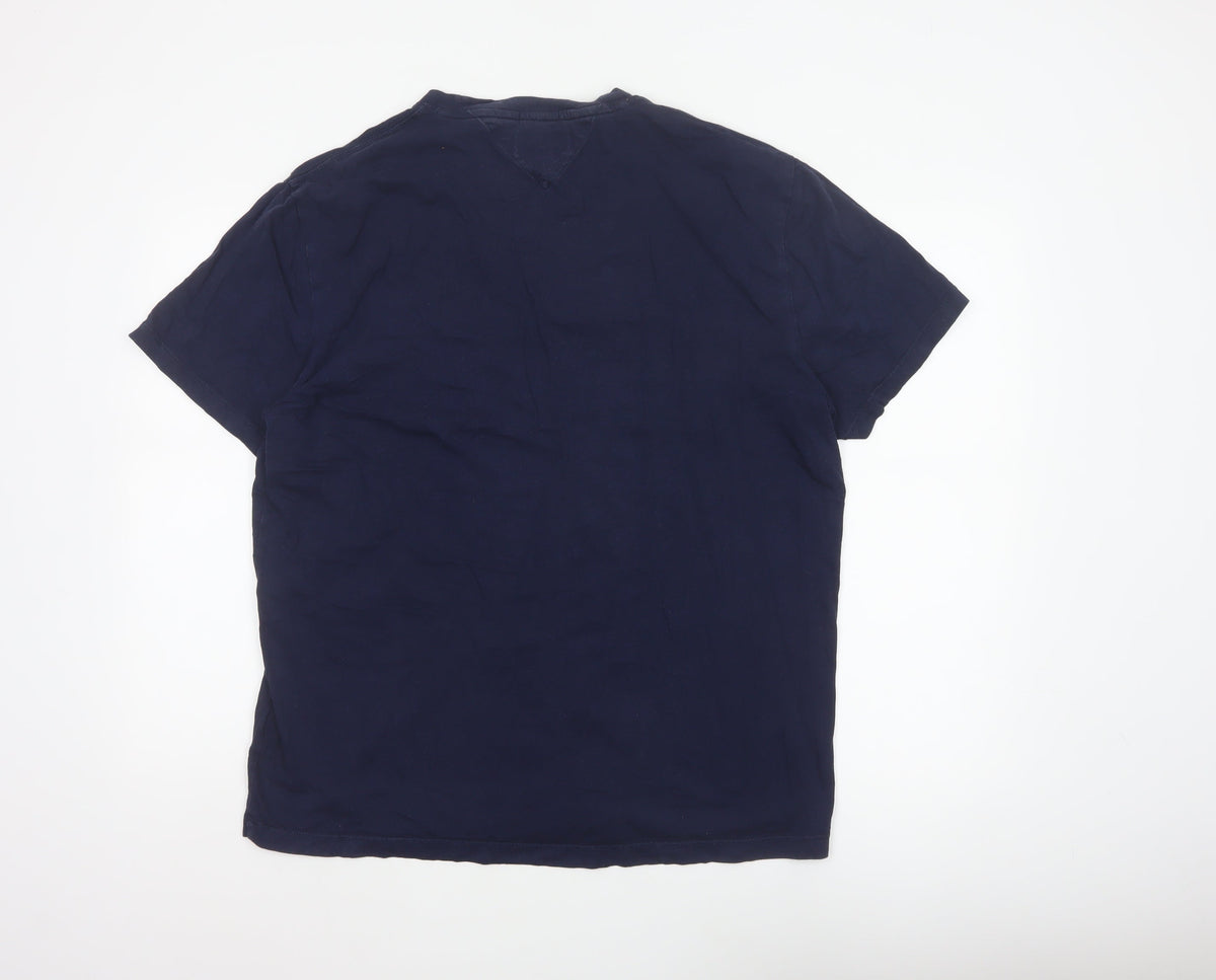 Tommy Jeans Men's Blue XL Colourblock Logo Graphic Cotton T-Shirt