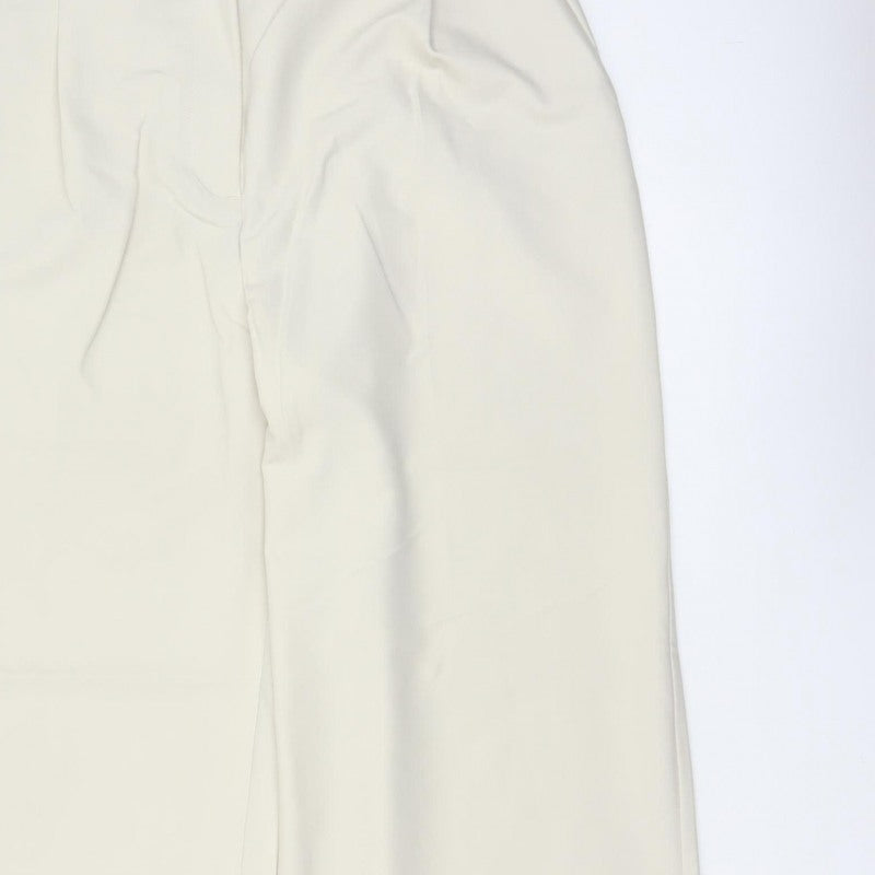 Zara Women Ivory XL High Rise Wide Leg Tailored Trousers