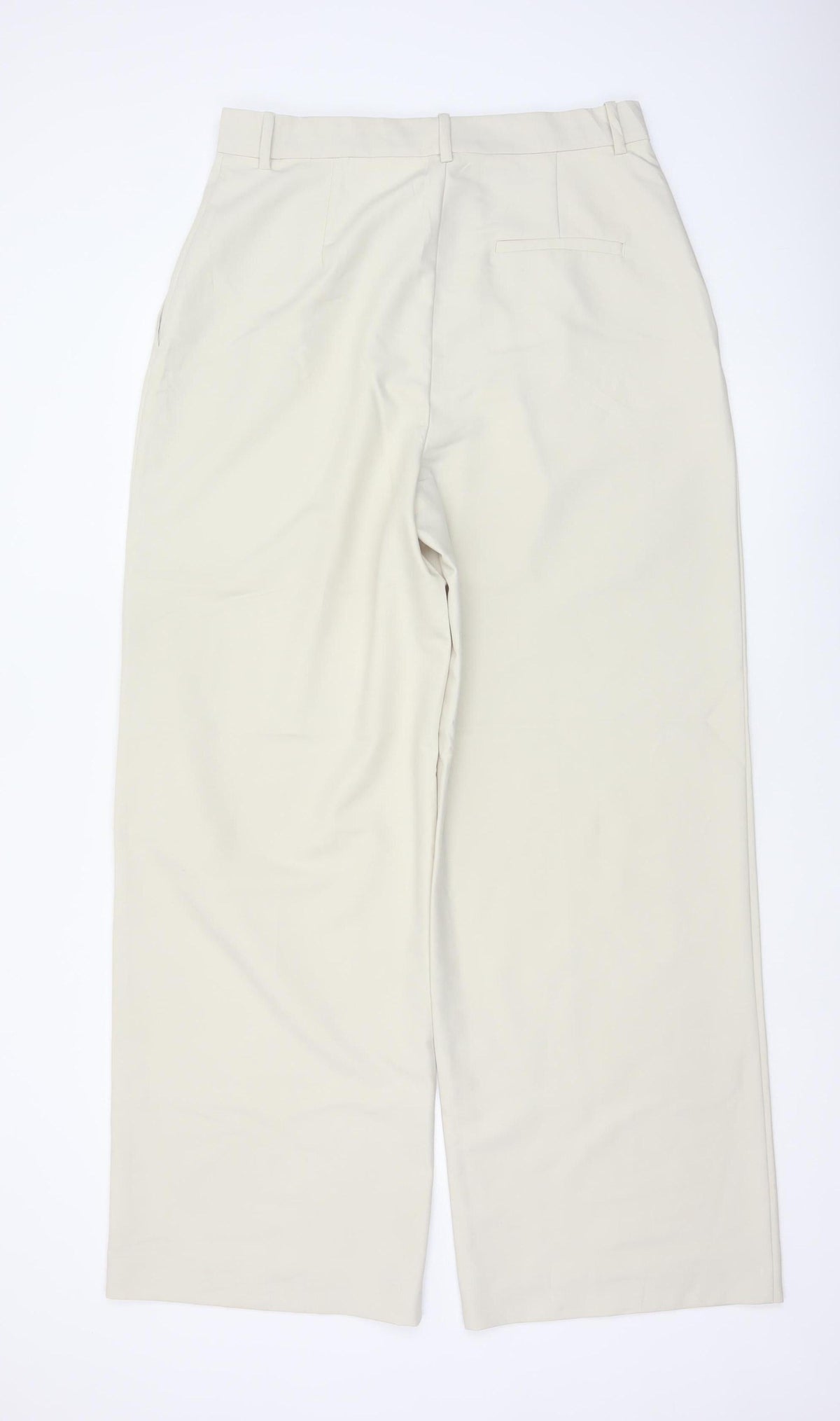 Zara Women Ivory XL High Rise Wide Leg Tailored Trousers