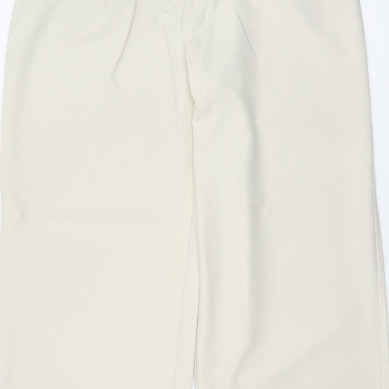 Zara Women Ivory XL High Rise Wide Leg Tailored Trousers