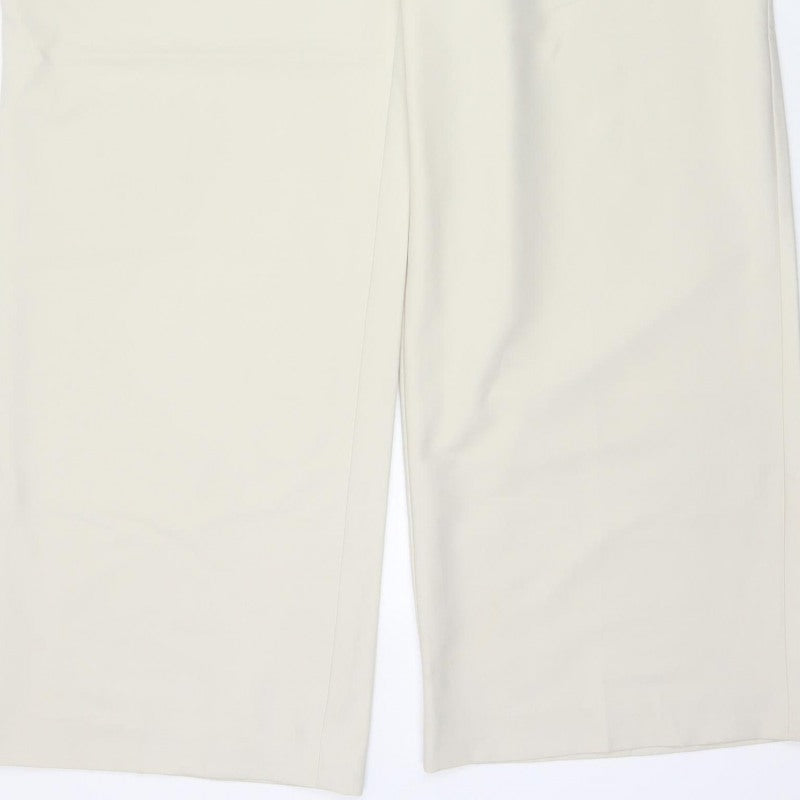 Zara Women Ivory XL High Rise Wide Leg Tailored Trousers