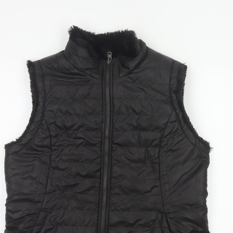 Original Women’s Black L Quilted Puffer Bodywarmer Fur Trim