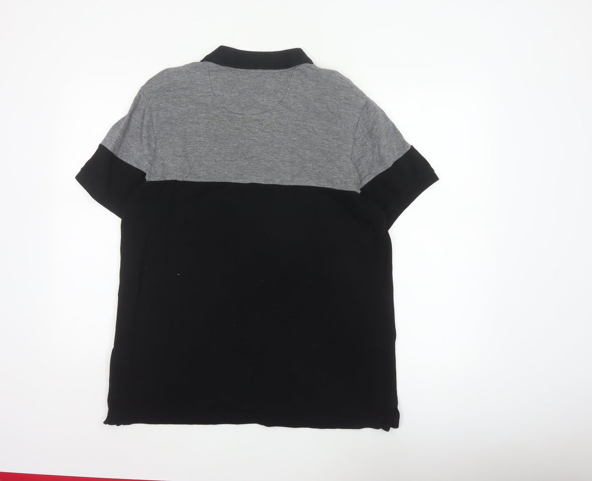 Burton Mens Black Grey Colourblock Cotton Polo Shirt Size L