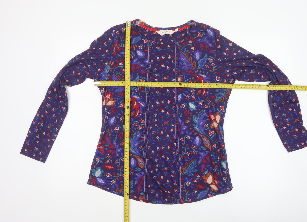 Country Rose Women’s Blue Floral Long Sleeve Blouse Size S