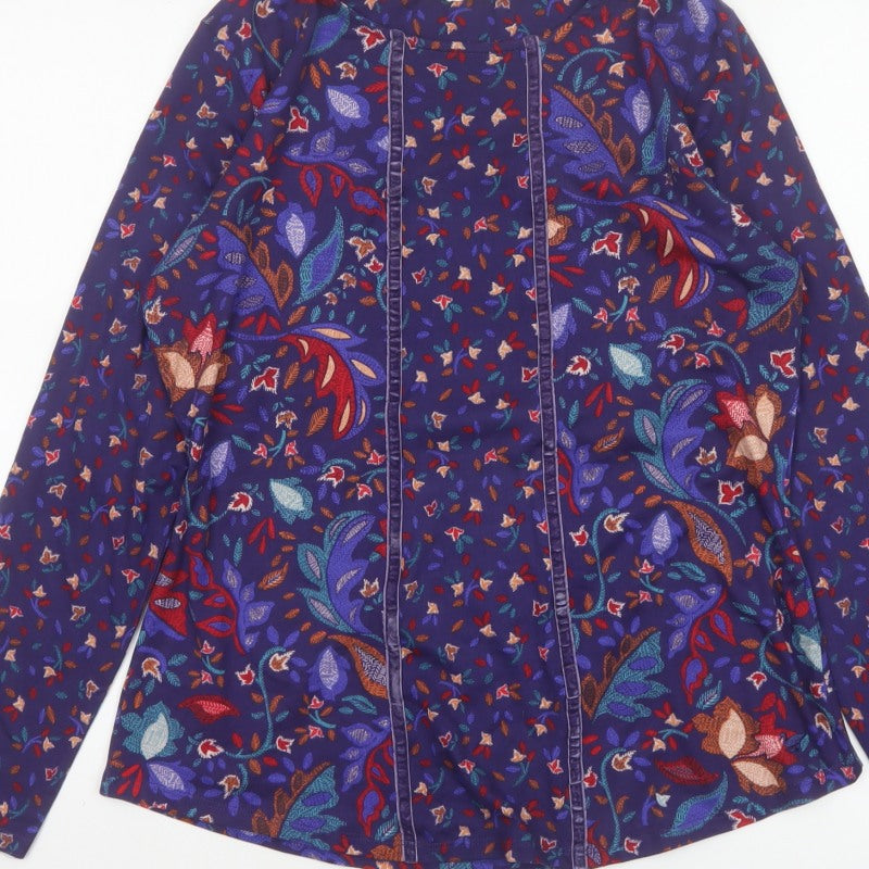 Country Rose Women’s Blue Floral Long Sleeve Blouse Size S