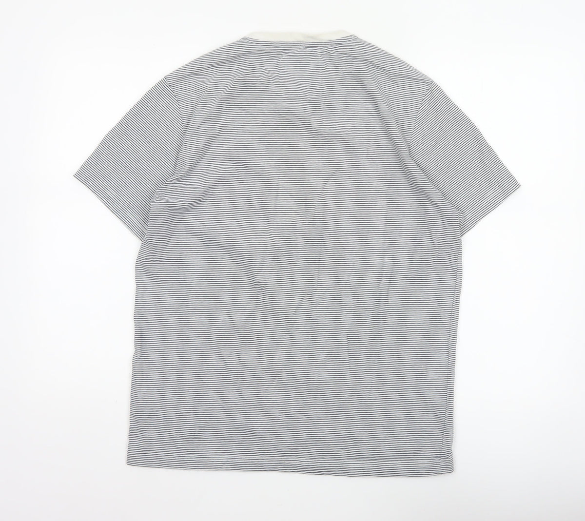 Crew Clothing Company Men’s M White Blue Stripe Cotton Crew Neck T-Shirt