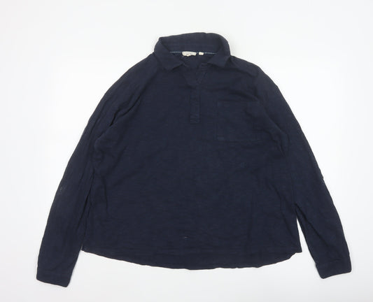 Fat Face Women Blue UK 14 Collared Long Sleeve Roll Tab Shirt