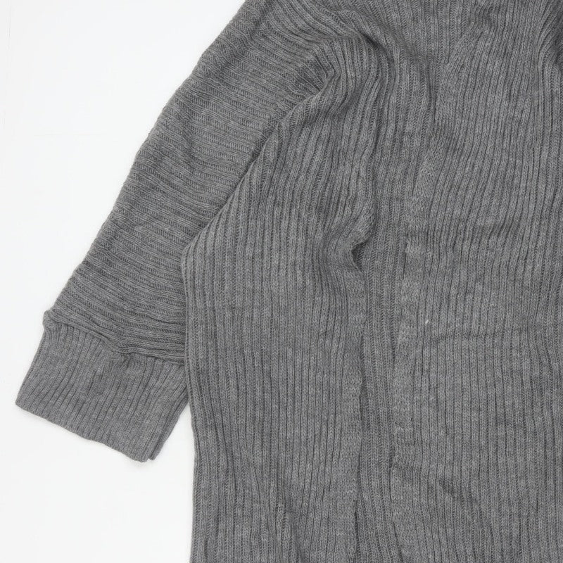 I Saw It First Women’s Grey Size 8 Rib Knit Open Long Cardigan