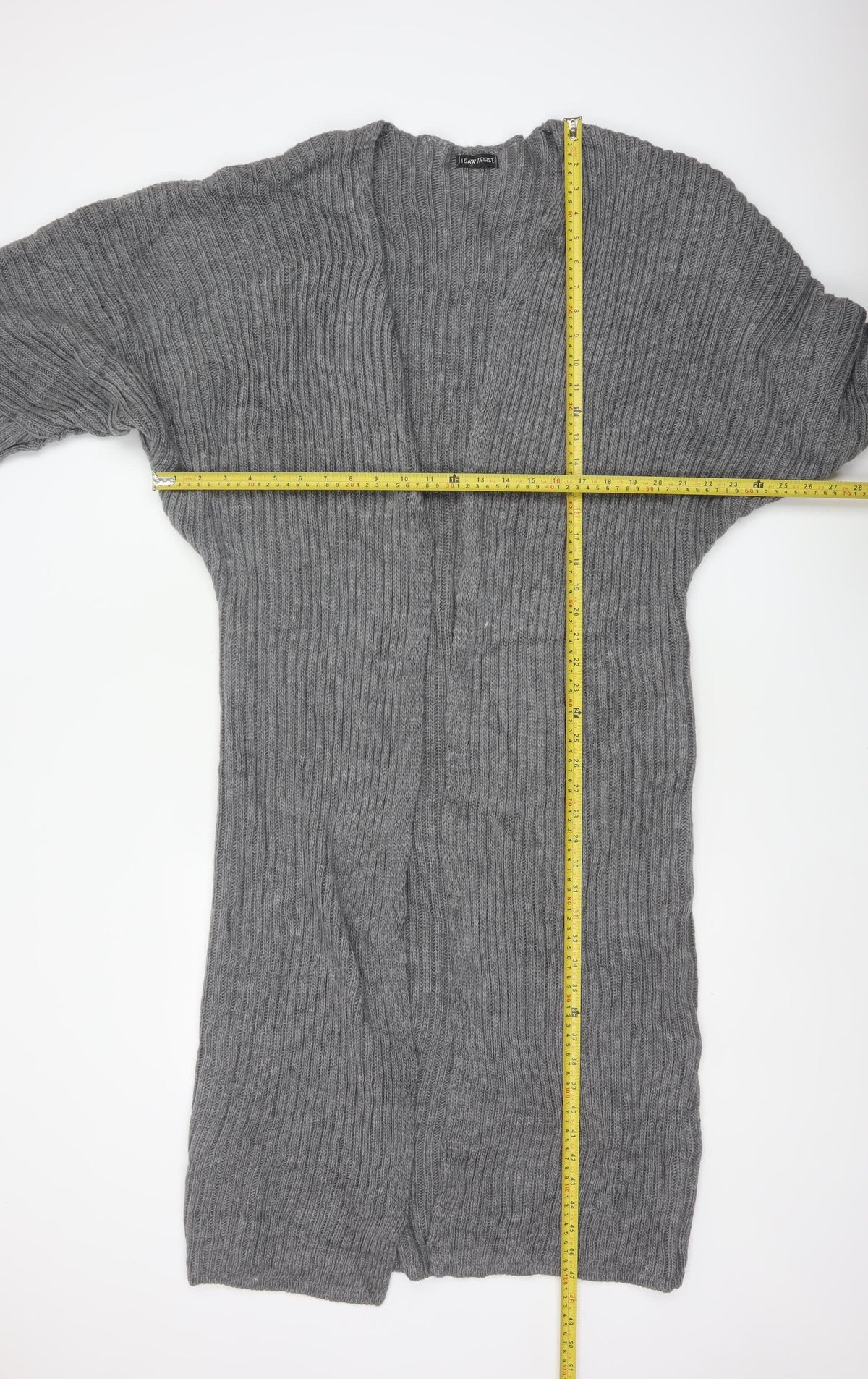 I Saw It First Women’s Grey Size 8 Rib Knit Open Long Cardigan