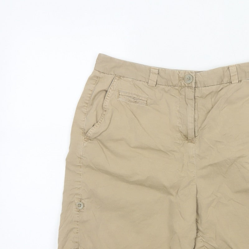 Marks & Spencer Women Beige UK 12 Cotton Chino Shorts Pockets