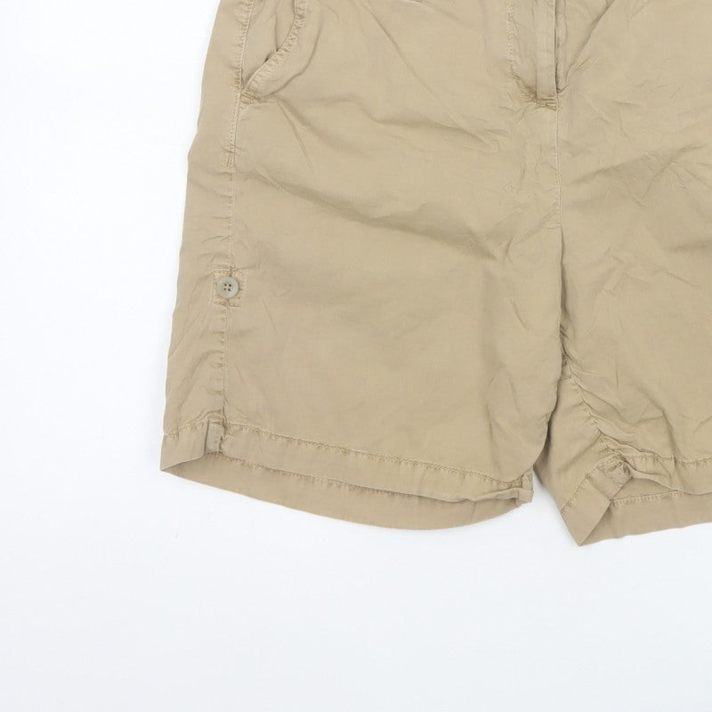 Marks & Spencer Women Beige UK 12 Cotton Chino Shorts Pockets