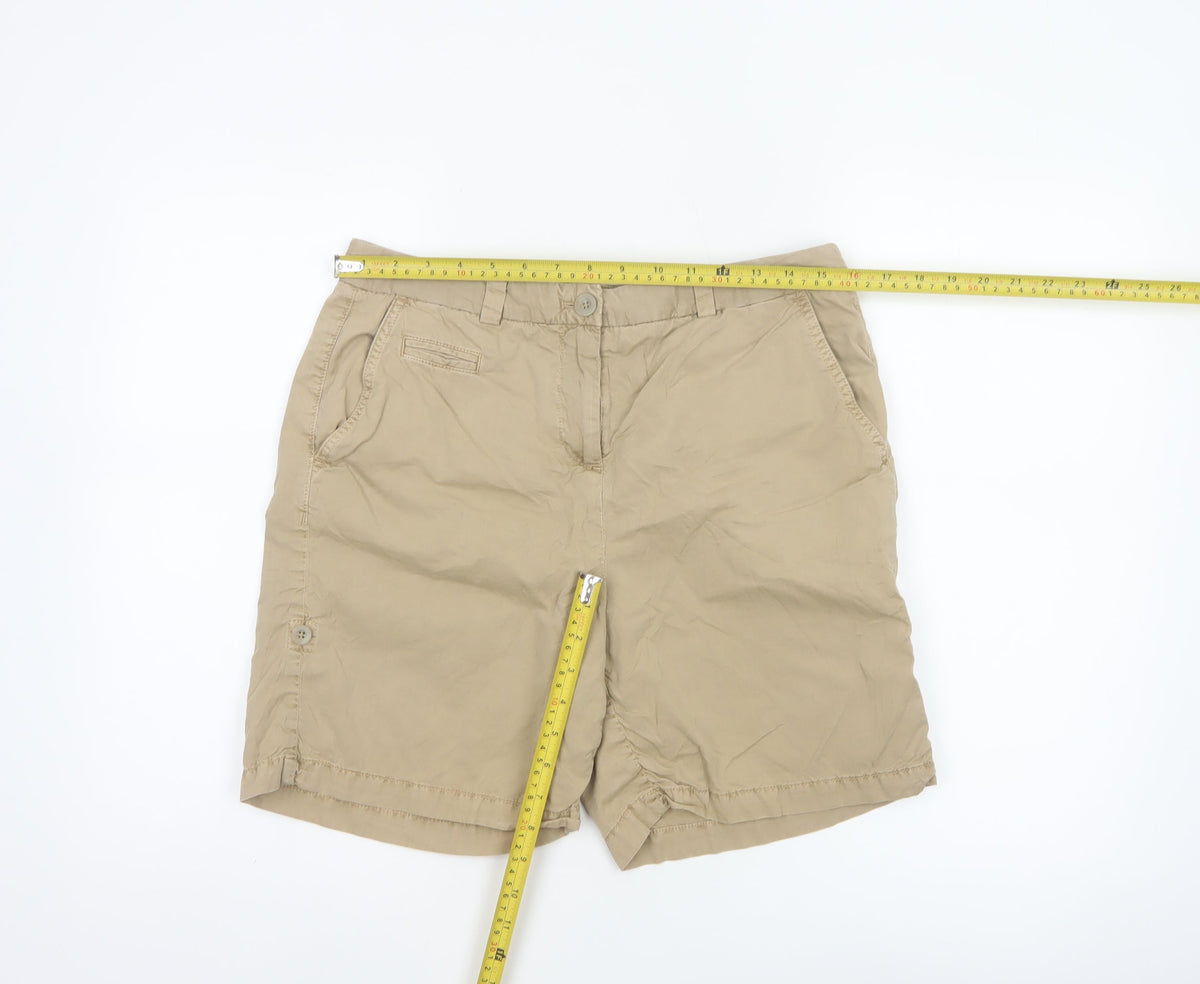 Marks & Spencer Women Beige UK 12 Cotton Chino Shorts Pockets