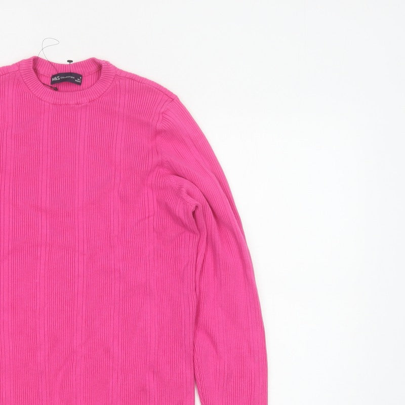 Marks and Spencer Women’s Pink Ribbed Crew Neck Jumper Size 18