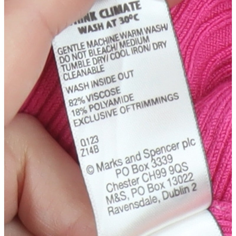 Marks and Spencer Women’s Pink Ribbed Crew Neck Jumper Size 18