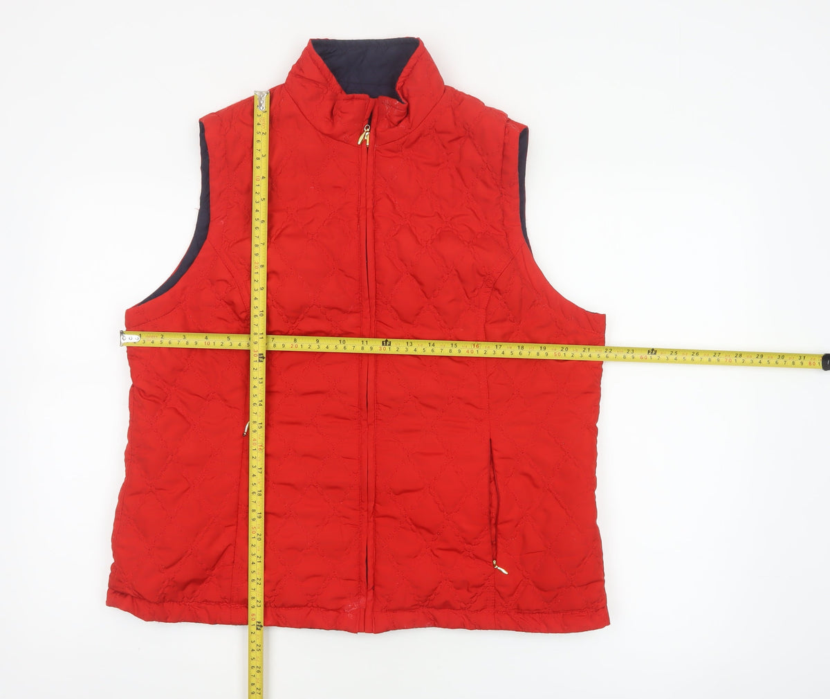 Dash Women Red UK 18 Quilted Padded Zip Waistcoat Gilet