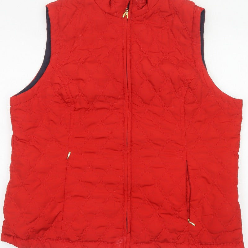 Dash Women Red UK 18 Quilted Padded Zip Waistcoat Gilet
