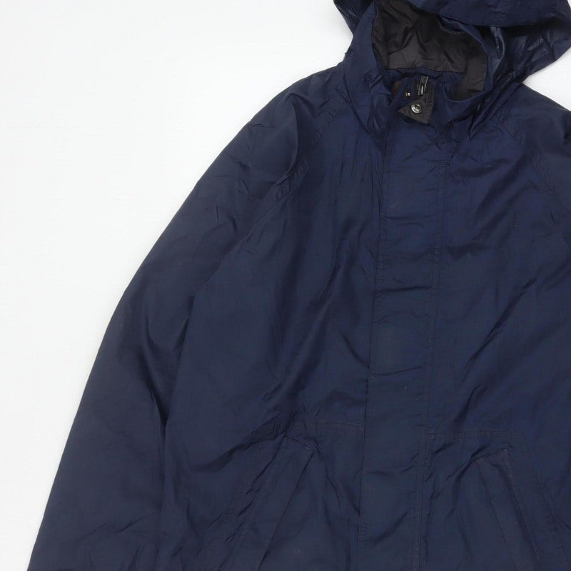Wynnster Men's Blue Small Hooded Stowaway Waterproof Rain Jacket