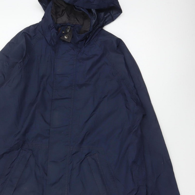 Wynnster Men's Blue Small Hooded Stowaway Waterproof Rain Jacket