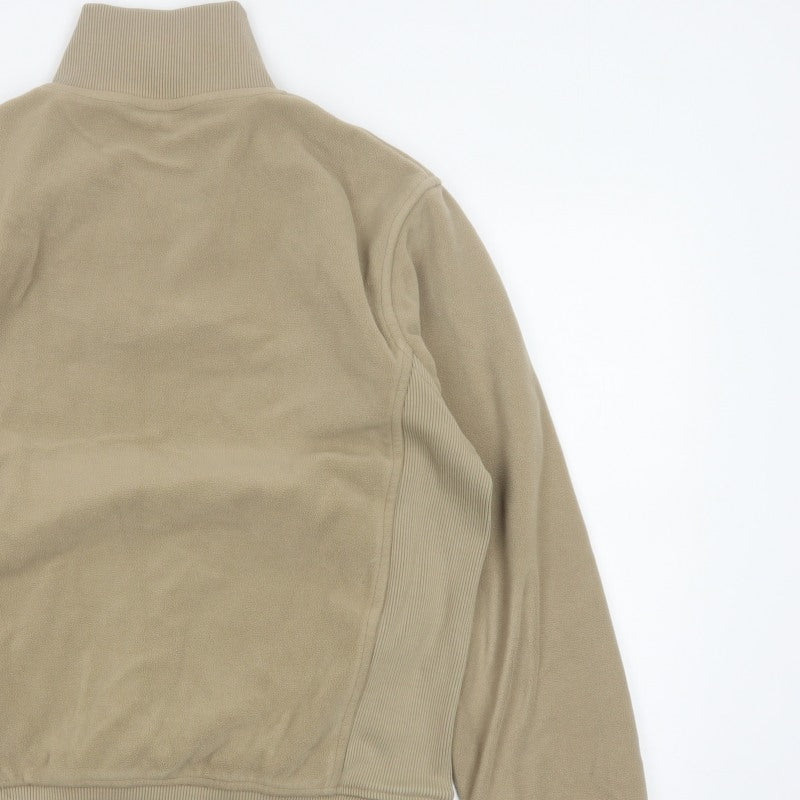 Additional view of Melka Men's Beige M Quarter Zip Fleece Sweatshirt High Neck Pockets